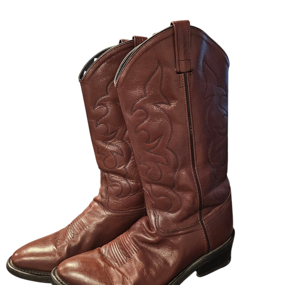 Old West Brown Cowboy Boots Classic Western Style - Picture 2 of 4